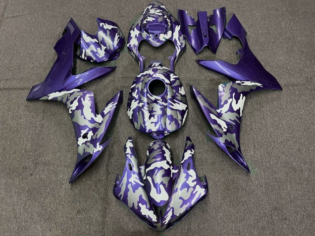 Erschwingliche Yamaha YZF 1000 R1 Motorrad Verkleidung 2004-2006 - Lila Weiss Grau Camouflage