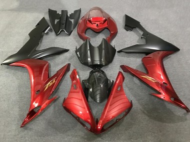 Erschwingliche Yamaha YZF 1000 R1 Motorrad Verkleidung 2004-2006 - Rot Kunst Carbonfaser Matt Schwarz