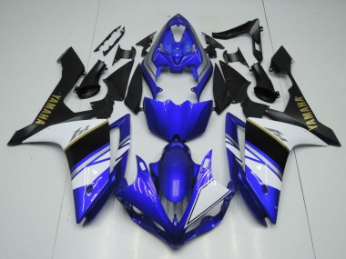 Erschwingliche Yamaha YZF 1000 R1 Motorrad Verkleidung 2007-2008 - Blau Weiss Schwarz Gold Aufkleber