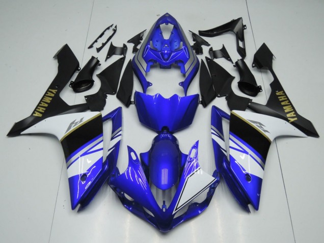 Erschwingliche Yamaha YZF 1000 R1 Motorrad Verkleidung 2007-2008 - Blau Weiss Schwarz Gold Aufkleber