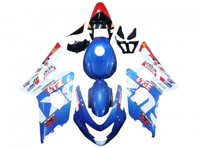Erschwingliche Suzuki GSXR 600 / GSXR 750 Motorrad Verkleidung 2004-2005 - Blau Weiss Rot Motul