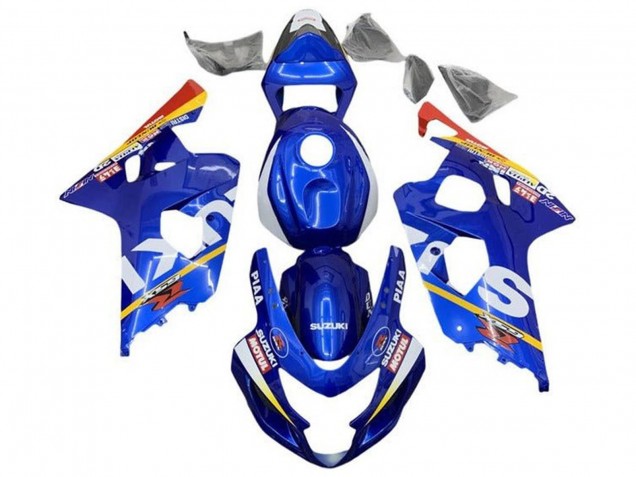 Erschwingliche Suzuki GSXR 600 / GSXR 750 Motorrad Verkleidung 2004-2005 - Blau Weiss Gelb Rot