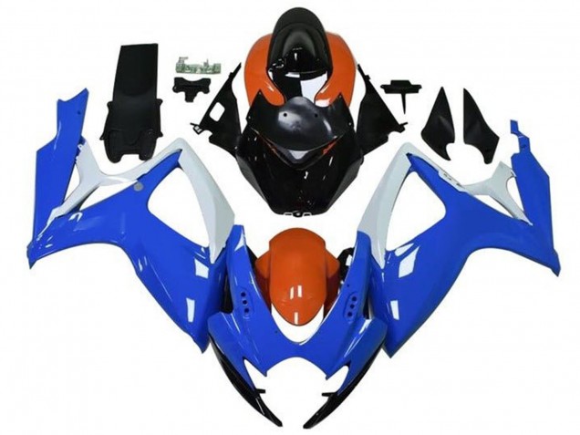 Erschwingliche Suzuki GSXR 600 / GSXR 750 Motorrad Verkleidung 2006-2007 - Orange Blau Weiss Schwarz