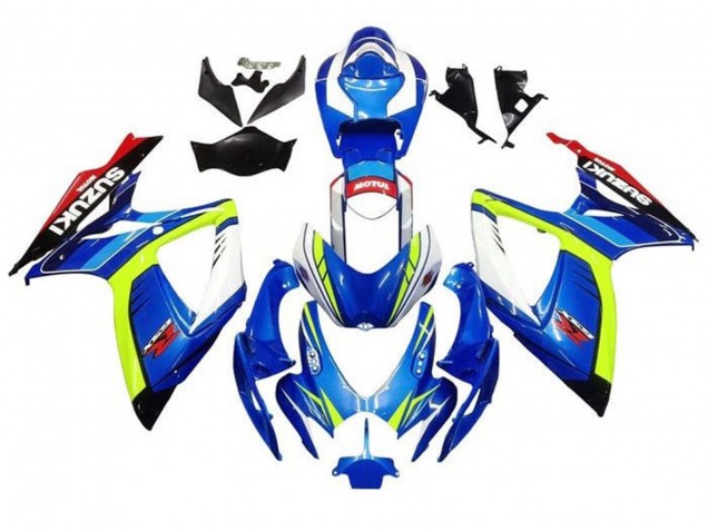 Erschwingliche Suzuki GSXR 600 / GSXR 750 Motorrad Verkleidung 2006-2007 - Blau Gelb Weiss Rot
