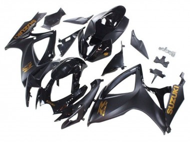Erschwingliche Suzuki GSXR 600 / GSXR 750 Motorrad Verkleidung 2006-2007 - Matt Schwarz Glanzendes Schwarz Gold