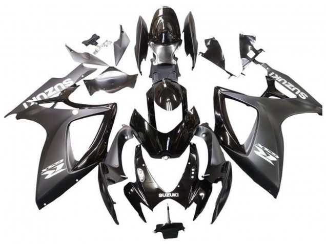Erschwingliche Suzuki GSXR 600 / GSXR 750 Motorrad Verkleidung 2006-2007 - Matt Schwarz Glanzendes Schwarz Weiss