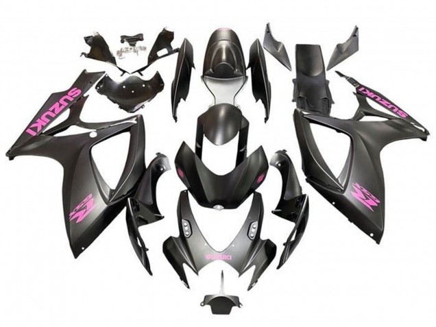 Erschwingliche Suzuki GSXR 600 / GSXR 750 Motorrad Verkleidung 2006-2007 - Matt Schwarz Rosa