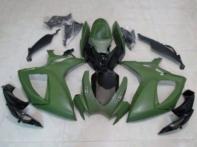 Erschwingliche Suzuki GSXR 600 / GSXR 750 Motorrad Verkleidung 2006-2007 - Armee Grun Glanzendes Schwarz