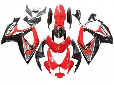 Erschwingliche Suzuki GSXR 600 / GSXR 750 Motorrad Verkleidung 2006-2007 - Rot Grau Glanzendes Schwarz