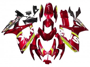 Erschwingliche Suzuki GSXR 600 / GSXR 750 Motorrad Verkleidung 2006-2007 - Rot Gelb Weiss Schwarz