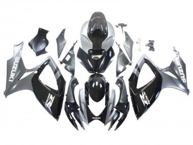 Erschwingliche Suzuki GSXR 600 / GSXR 750 Motorrad Verkleidung 2006-2007 - Silber Glanzendes Schwarz Weiss