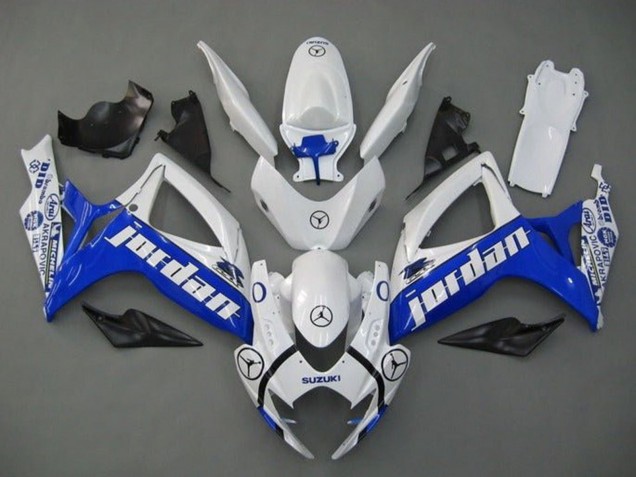 Erschwingliche Suzuki GSXR 600 / GSXR 750 Motorrad Verkleidung 2006-2007 - Weiss Blau Jordan