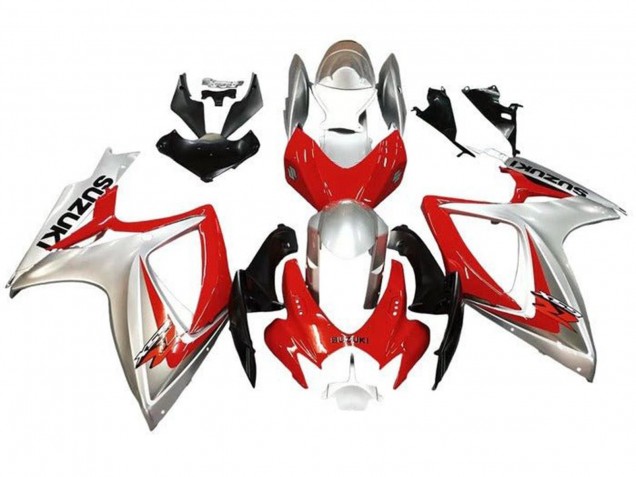 Erschwingliche Suzuki GSXR 600 / GSXR 750 Motorrad Verkleidung 2006-2007 - Silber Rot Schwarz