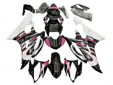 Erschwingliche Yamaha YZF R6 Motorrad Verkleidung 2006-2007 - Weiss Rosa Schwarz Stern Flamme