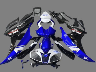 Erschwingliche Yamaha YZF R6 Motorrad Verkleidung 2006-2007 - Weiss Blau Glanzendes Schwarz Yamalube