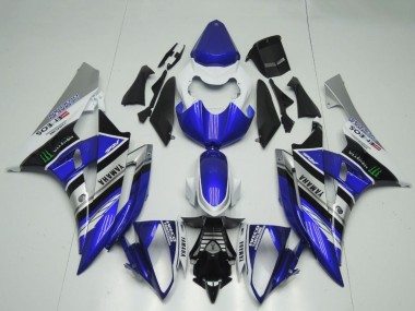 Erschwingliche Yamaha YZF R6 Motorrad Verkleidung 2006-2007 - Weiss Blau Silber Schwarz ENEOS Monster