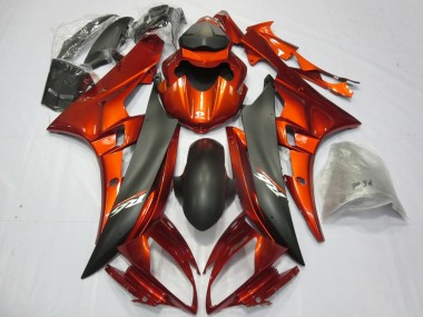 Erschwingliche Yamaha YZF R6 Motorrad Verkleidung 2006-2007 - Orange Matt Schwarz