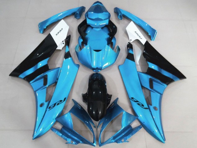 Erschwingliche Yamaha YZF R6 Motorrad Verkleidung 2006-2007 - Weiss Hellblau Schwarz