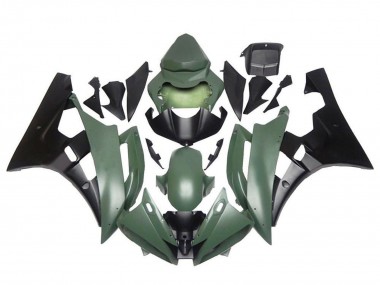 Erschwingliche Yamaha YZF R6 Motorrad Verkleidung 2006-2007 - Armee Grun Mattschwarz