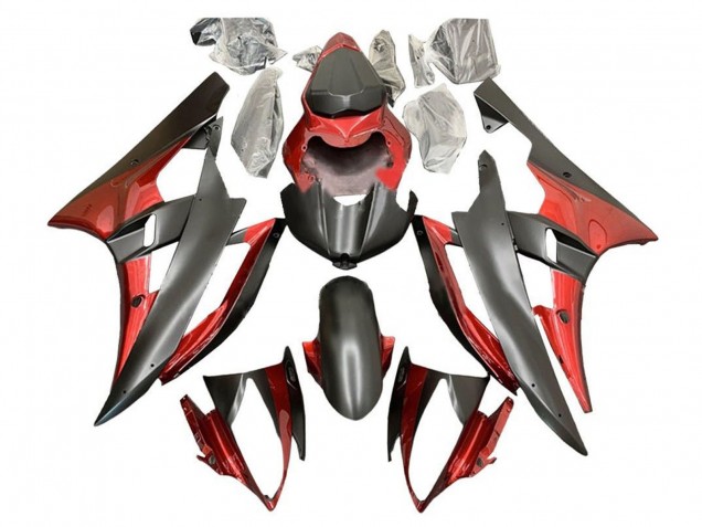 Erschwingliche Yamaha YZF R6 Motorrad Verkleidung 2006-2007 - Rot Matt Schwarz