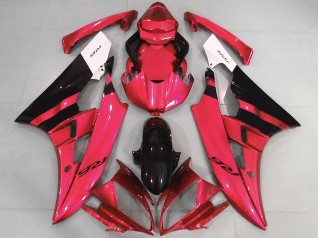 Erschwingliche Yamaha YZF R6 Motorrad Verkleidung 2006-2007 - Weiss Rot Glanzendes Schwarz