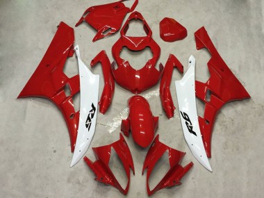 Erschwingliche Yamaha YZF R6 Motorrad Verkleidung Kit 2006-2007 - Weiss Rot