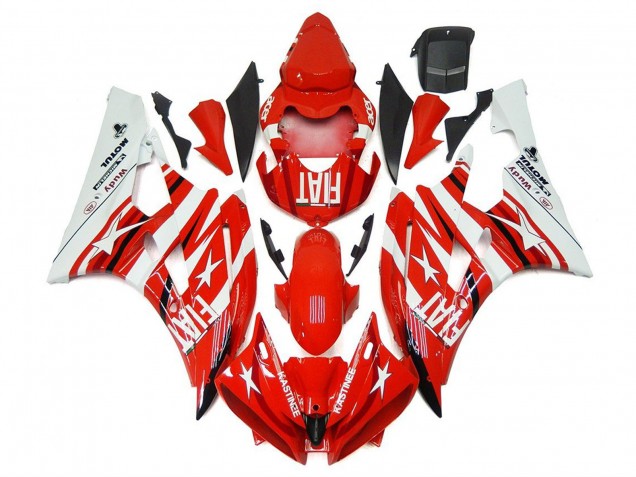 Erschwingliche Yamaha YZF R6 Motorrad Verkleidung 2006-2007 - Weiss Rot Fiat Stern Michelin Motul