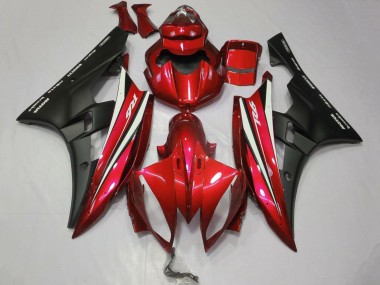 Erschwingliche Yamaha YZF R6 Motorrad Verkleidung 2006-2007 - Rot Weiss Matt Schwarz Motul