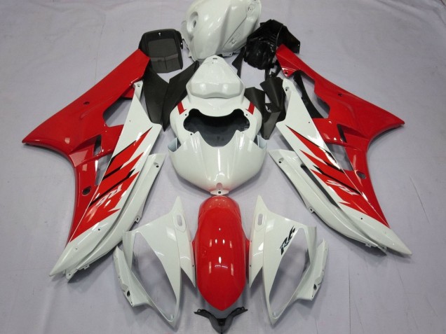 Erschwingliche Yamaha YZF R6 Motorrad Verkleidung 2006-2007 - Weiss Rot
