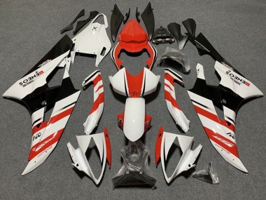 Erschwingliche Yamaha YZF R6 Motorrad Verkleidung 2006-2007 - Weiss Orange Glanzendes Schwarz Streifen
