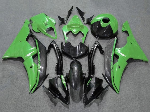 Erschwingliche Yamaha YZF R6 Motorrad Verkleidung 2008-2016 - Grun Carbonfaser Stil