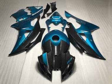 Erschwingliche Yamaha YZF R6 Motorrad Verkleidung 2008-2016 - Blau Carbonfaser Stil