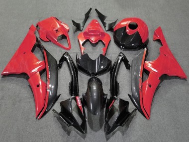 Erschwingliche Yamaha YZF R6 Motorrad Verkleidung 2008-2016 - Rot Schwarz Carbonfaser Stil