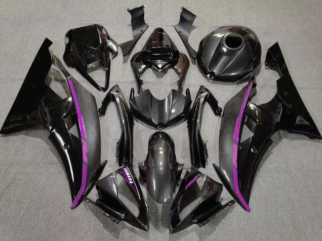 Erschwingliche Yamaha YZF R6 Motorrad Verkleidung 2008-2016 - Schwarzer Carbonfaser Stil Lila