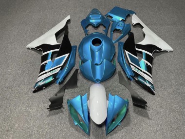 Erschwingliche Yamaha YZF R6 Motorrad Verkleidung 2008-2016 - Weiss Blau Schwarz Streifen