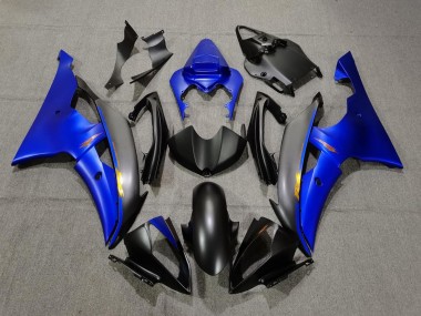 Erschwingliche Yamaha YZF R6 Motorrad Verkleidung 2008-2016 - Blau Matt Schwarz Gelb Aufkleber