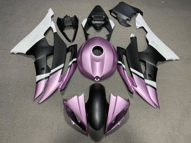Erschwingliche Yamaha YZF R6 Motorrad Verkleidung 2008-2016 - Weiss Hellviolett Matt Schwarz