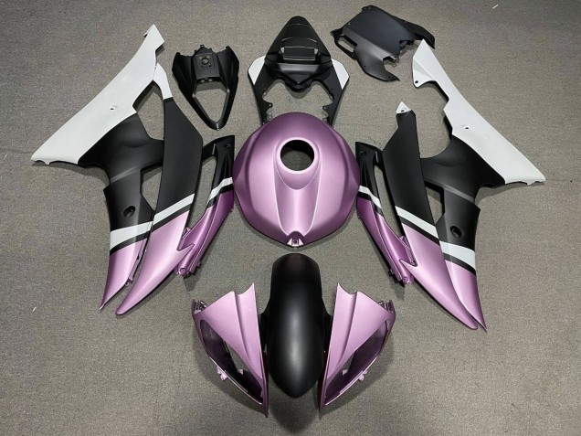 Erschwingliche Yamaha YZF R6 Motorrad Verkleidung 2008-2016 - Weiss Hellviolett Matt Schwarz