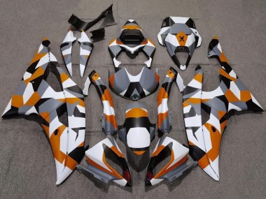 Erschwingliche Yamaha YZF R6 Motorrad Verkleidung 2008-2016 - Weiss Orange Grau Schwarz Camouflage