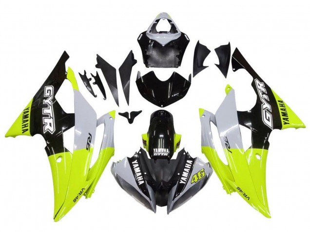 Erschwingliche Yamaha YZF R6 Motorrad Verkleidung 2008-2016 - Weiss Grun Glanzendes Schwarz GYTR