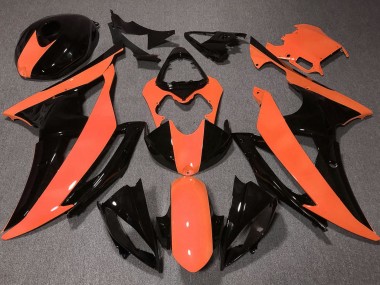 Erschwingliche Yamaha YZF R6 Motorrad Verkleidung 2008-2016 - Orange Glanzendes Schwarz