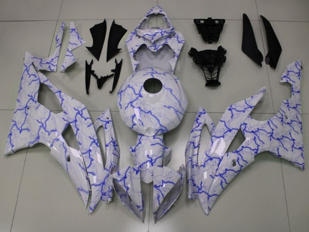 Erschwingliche Yamaha YZF R6 Motorrad Verkleidung 2008-2016 - Weiss Blau Blitz