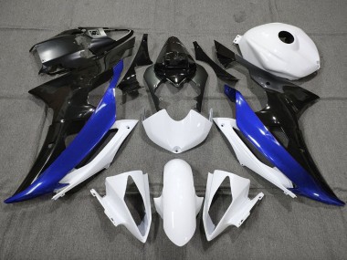 Erschwingliche Yamaha YZF R6 Motorrad Verkleidung 2008-2016 - Weiss Blau Glanzendes Schwarz