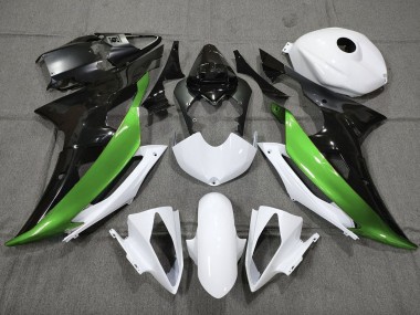 Erschwingliche Yamaha YZF R6 Motorrad Verkleidung 2008-2016 - Weiss Grun Glanzendes Schwarz