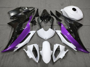 Erschwingliche Yamaha YZF R6 Motorrad Verkleidung 2008-2016 - Weiss Lila Glanzendes Schwarz