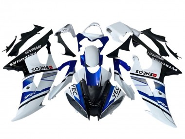 Erschwingliche Yamaha YZF R6 Motorrad Verkleidung 2008-2016 - Weiss Blau Schwarz YEC ENEOS Petronas Semakin Didepan