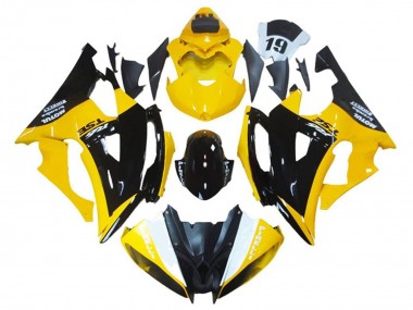 Erschwingliche Yamaha YZF R6 Motorrad Verkleidung 2008-2016 - Gelb Glanzendes Schwarz