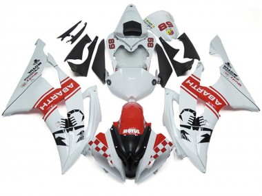 Erschwingliche Yamaha YZF R6 Motorrad Verkleidung 2008-2016 - Weiss Rot Schwarz Motul Michelin Abarth 89