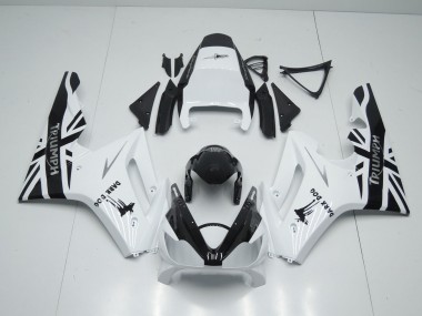 Erschwingliche Triumph Daytona 675 Triple Motorrad Verkleidung 2006-2008 - Weiss Glanzendes Schwarz Dunkel Dog
