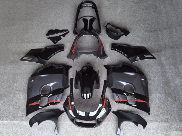 Erschwingliche Honda CBR1000F Hurricane Motorrad Verkleidung 1987-1988 - Glanzendes Schwarz Matt Grau Rot Linie
